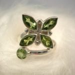 Peridot ring - Fasett/Blomma/Justerbar